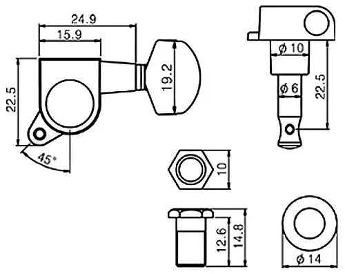 Musiclily MX1368CR-6 Комплект колков универсальный для гитары, 6л, локовые, хром.